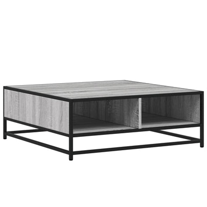 Tavolino Grigio Sonoma 80x80x30 cm in Truciolato e Metallo