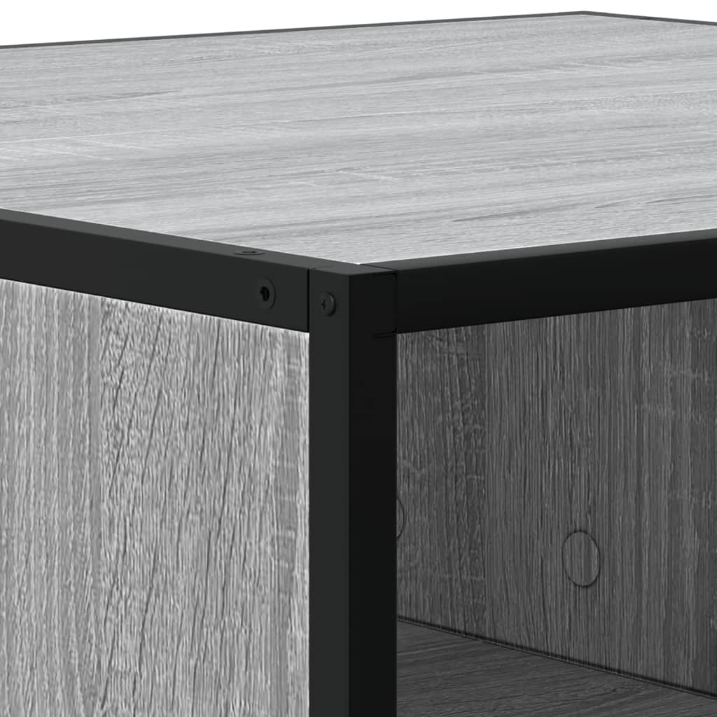 Tavolino Grigio Sonoma 80x80x30 cm in Truciolato e Metallo