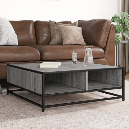 Tavolino Grigio Sonoma 80x80x30 cm in Truciolato e Metallo