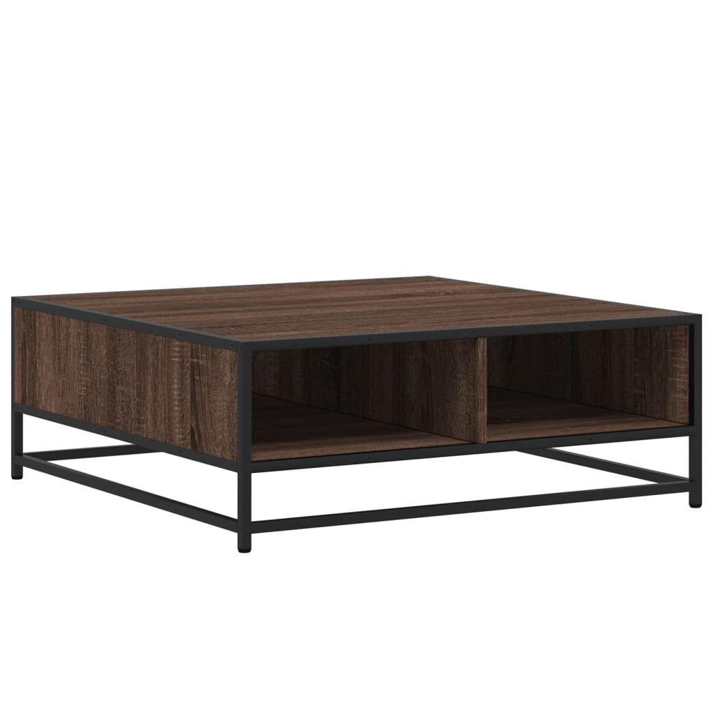 Tavolino Rovere Marrone 80x80x30 cm in Truciolato e Metallo | homemem39