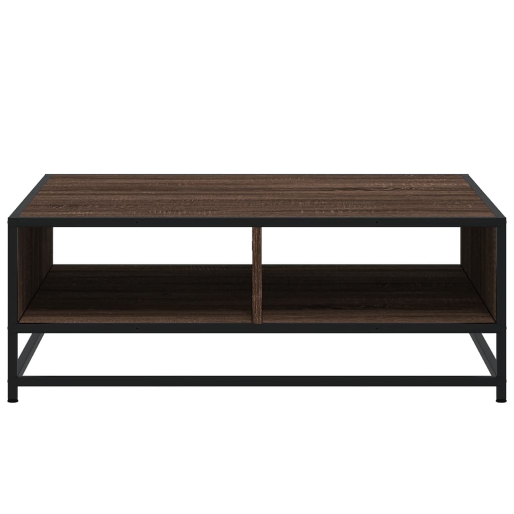 Tavolino Rovere Marrone 80x80x30 cm in Truciolato e Metallo | homemem39