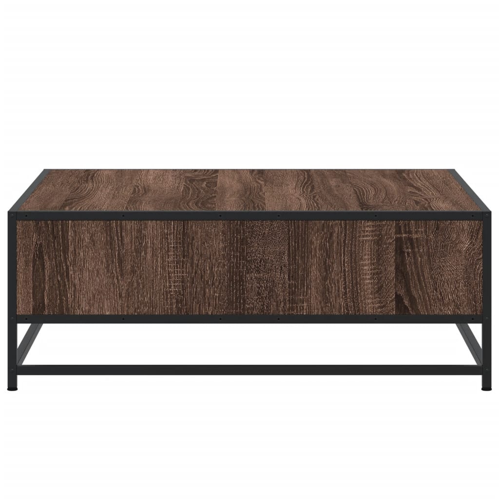 Tavolino Rovere Marrone 80x80x30 cm in Truciolato e Metallo | homemem39
