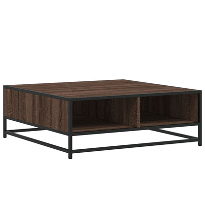 Tavolino Rovere Marrone 80x80x30 cm in Truciolato e Metallo | homemem39