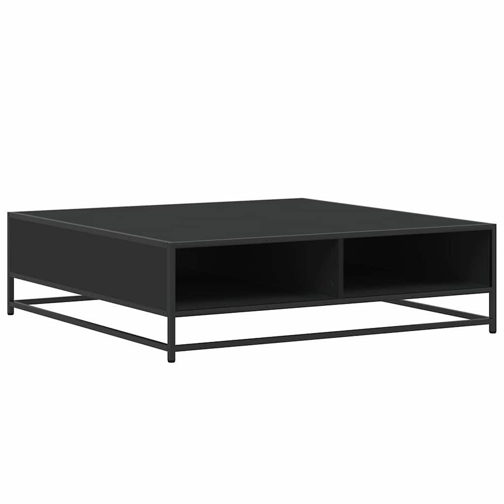 Tavolino Nero 100x100x30 cm Legno in Truciolato e Metallo | homemem39