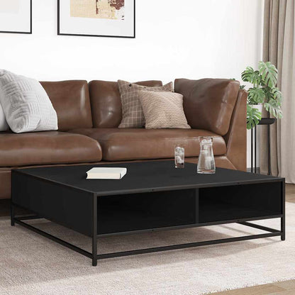 Tavolino Nero 100x100x30 cm Legno in Truciolato e Metallo | homemem39