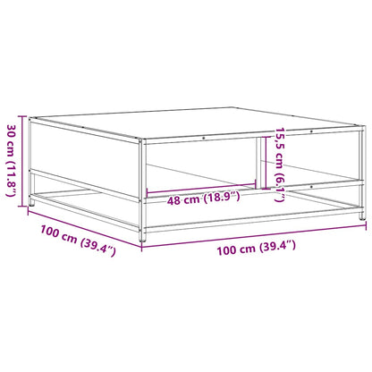 Tavolino Nero 100x100x30 cm Legno in Truciolato e Metallo | homemem39
