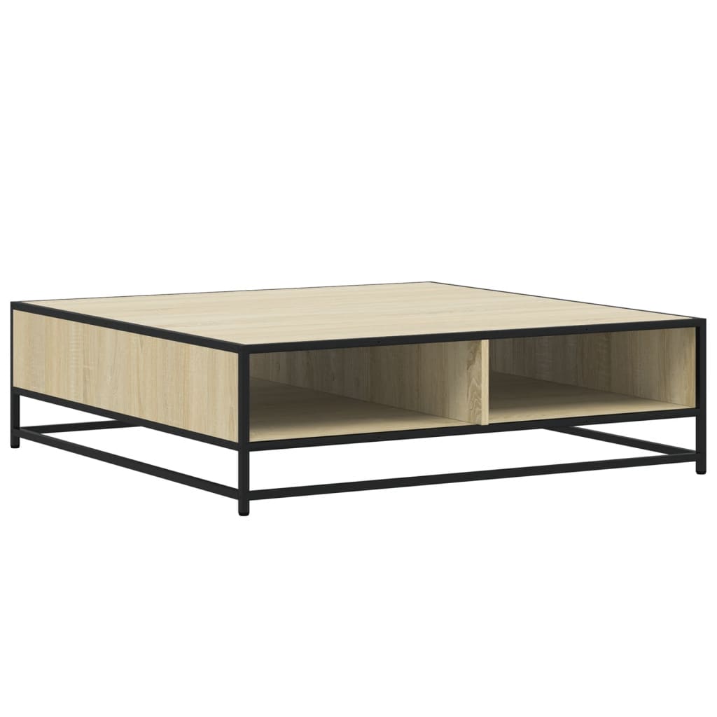 Tavolino Rovere Sonoma 100x100x30 cm in Truciolato e Metallo