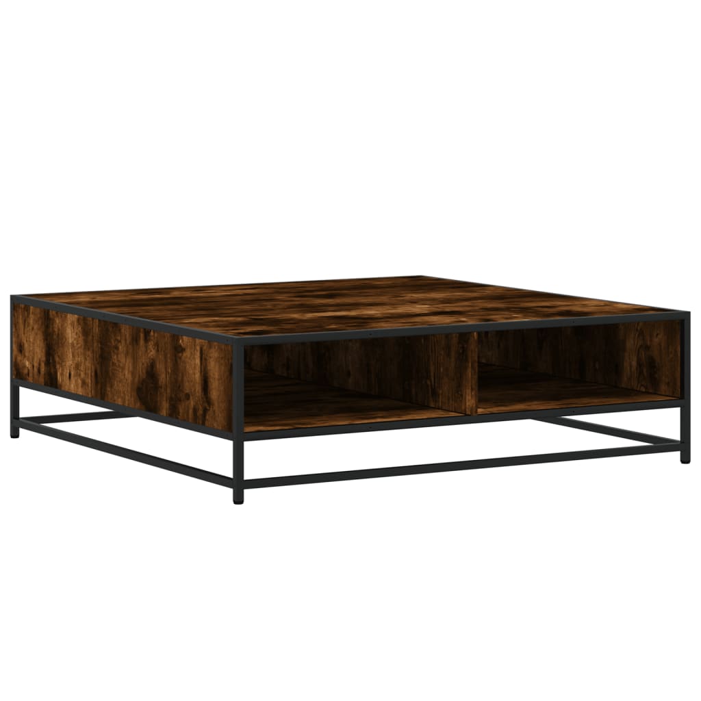 Tavolino Rovere Fumo 100x100x30 cm in Truciolato e Metallo