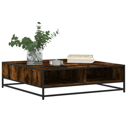 Tavolino Rovere Fumo 100x100x30 cm in Truciolato e Metallo