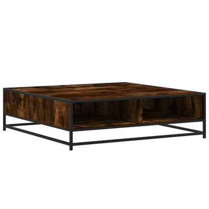 Tavolino Rovere Fumo 100x100x30 cm in Truciolato e Metallo