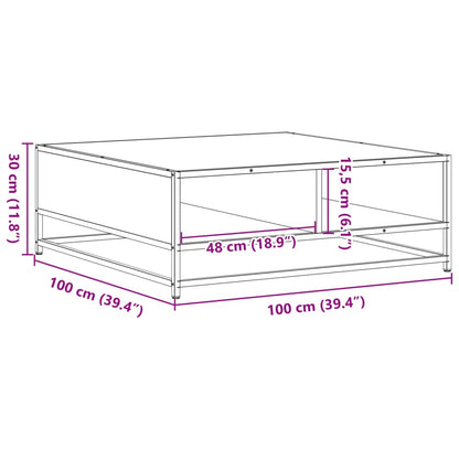 Tavolino Rovere Fumo 100x100x30 cm in Truciolato e Metallo