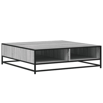 Tavolino Grigio Sonoma 100x100x30 cm in Truciolato e Metallo