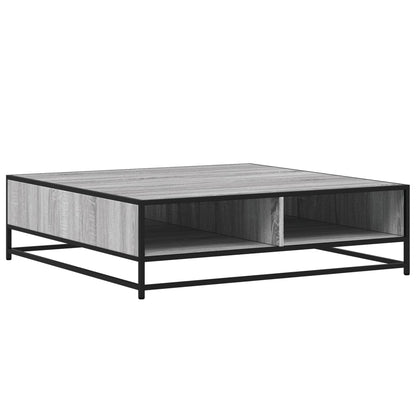 Tavolino Grigio Sonoma 100x100x30 cm in Truciolato e Metallo