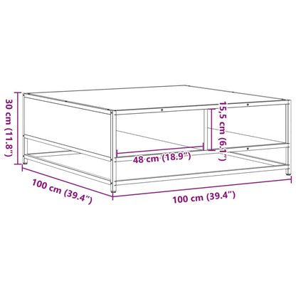 Tavolino Grigio Sonoma 100x100x30 cm in Truciolato e Metallo