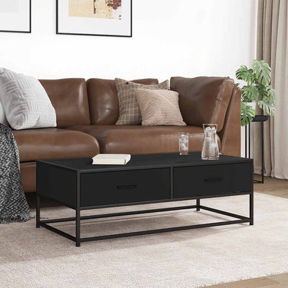 Tavolino Salotto Nero 100x50x35 cm Legno Multistrato e Metallo | homemem39