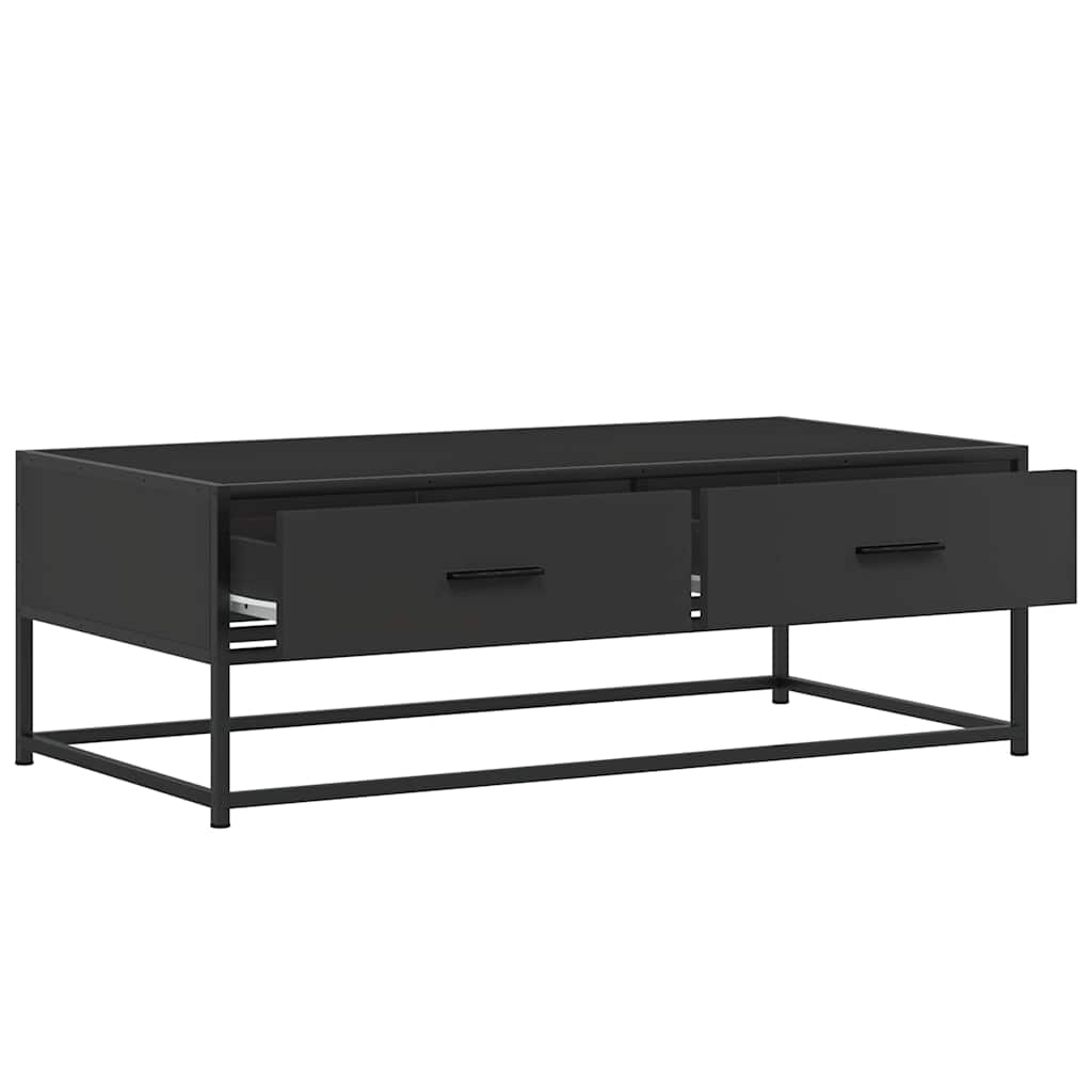 Tavolino Salotto Nero 100x50x35 cm Legno Multistrato e Metallo | homemem39