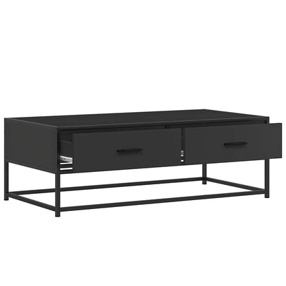 Tavolino Salotto Nero 100x50x35 cm Legno Multistrato e Metallo | homemem39