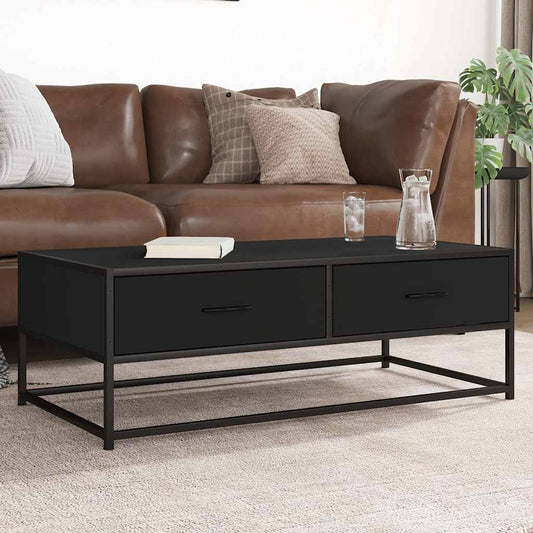 Tavolino Salotto Nero 100x50x35 cm Legno Multistrato e Metallo | homemem39