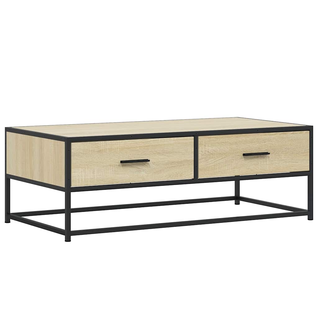 Tavolino Salotto Rovere Sonoma 100x50x35 cm Multistrato Metallo