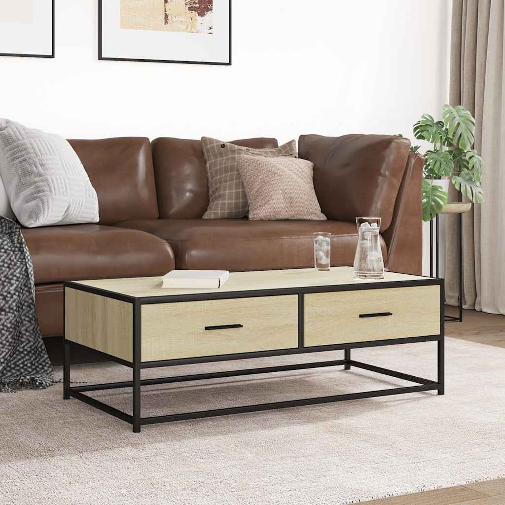 Tavolino Salotto Rovere Sonoma 100x50x35 cm Multistrato Metallo