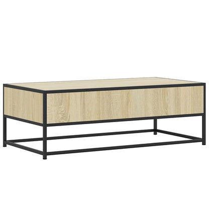 Tavolino Salotto Rovere Sonoma 100x50x35 cm Multistrato Metallo