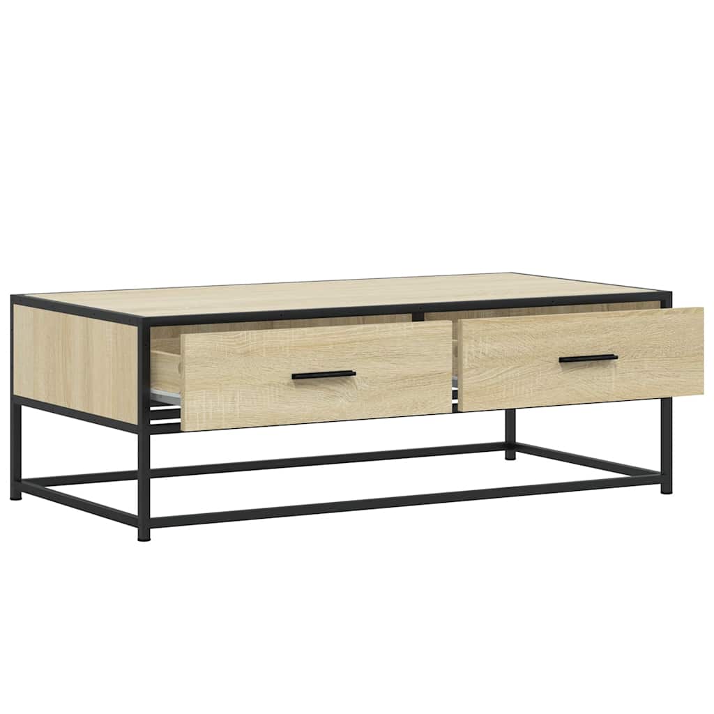 Tavolino Salotto Rovere Sonoma 100x50x35 cm Multistrato Metallo