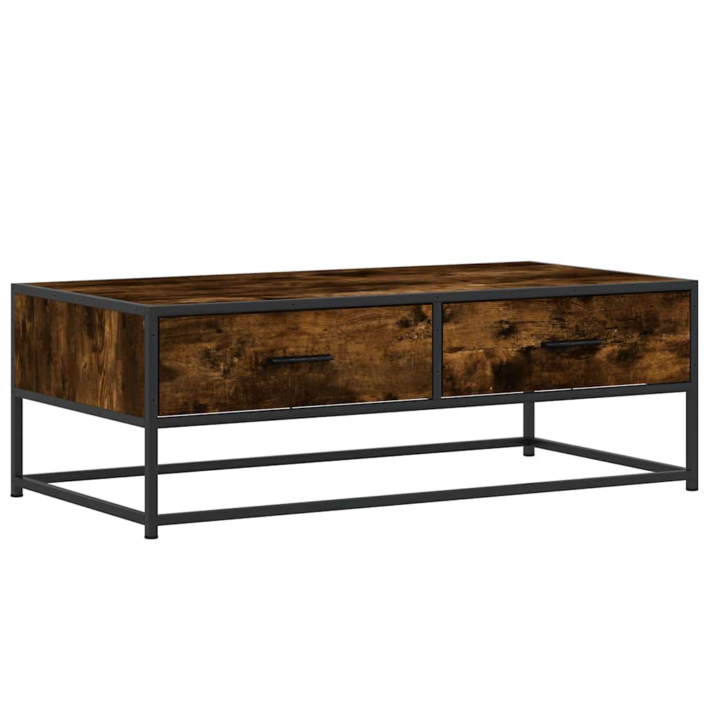 Tavolino Salotto Rovere Fumo 100x50x35 cm Multistrato e Metallo