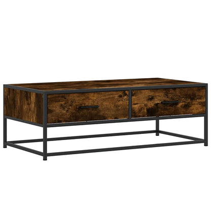Tavolino Salotto Rovere Fumo 100x50x35 cm Multistrato e Metallo