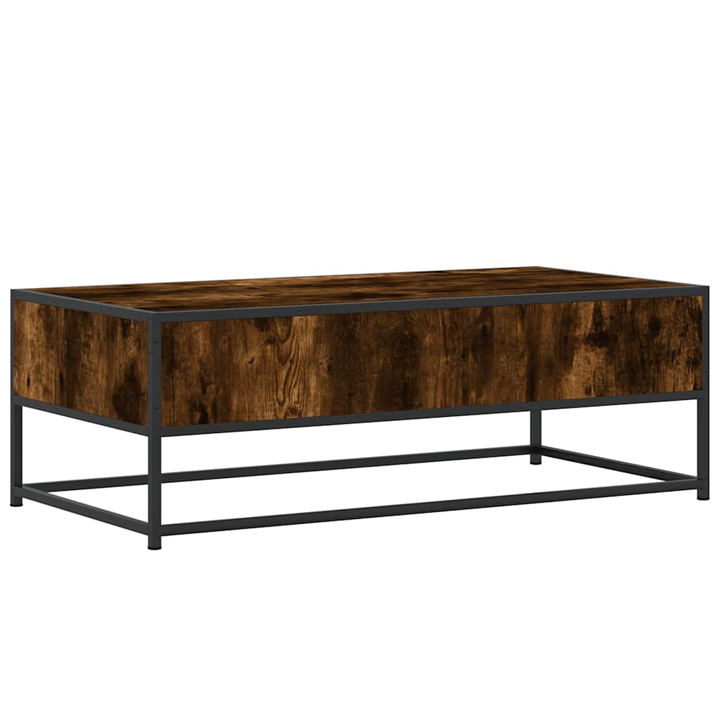 Tavolino Salotto Rovere Fumo 100x50x35 cm Multistrato e Metallo