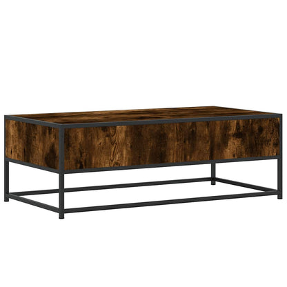 Tavolino Salotto Rovere Fumo 100x50x35 cm Multistrato e Metallo