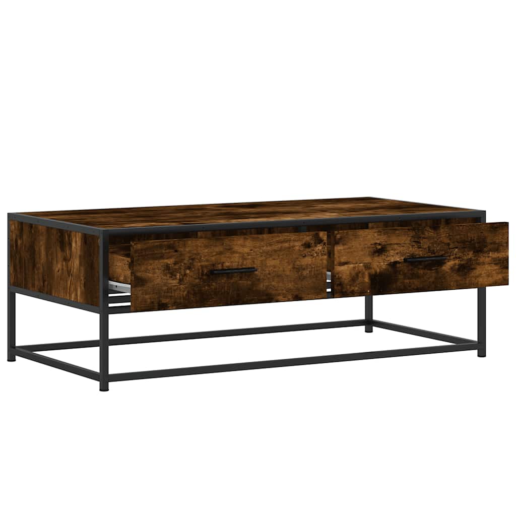 Tavolino Salotto Rovere Fumo 100x50x35 cm Multistrato e Metallo