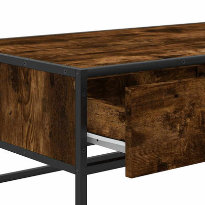 Tavolino Salotto Rovere Fumo 100x50x35 cm Multistrato e Metallo