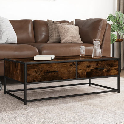 Tavolino Salotto Rovere Fumo 100x50x35 cm Multistrato e Metallo