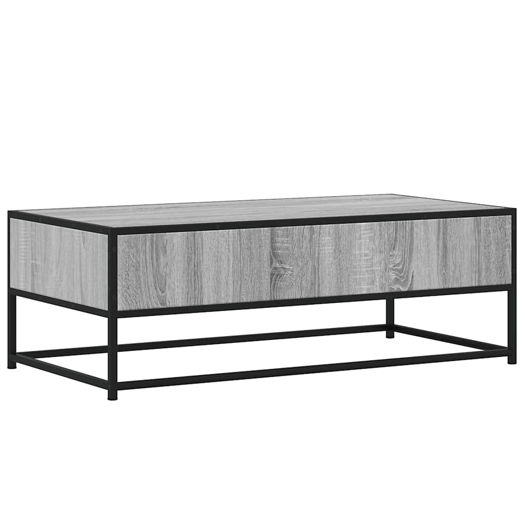 Tavolino Salotto Grigio Sonoma 100x50x35cm Multistrato Metallo
