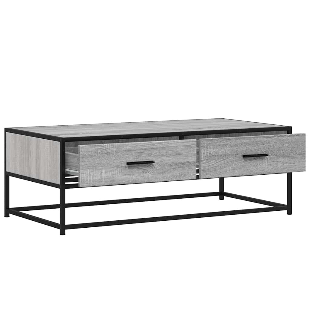 Tavolino Salotto Grigio Sonoma 100x50x35cm Multistrato Metallo