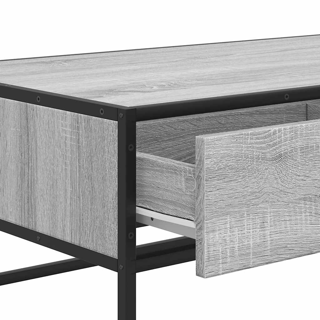 Tavolino Salotto Grigio Sonoma 100x50x35cm Multistrato Metallo