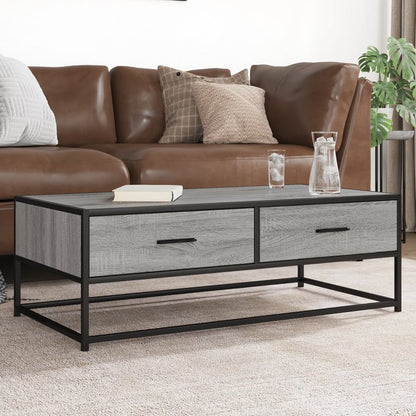 Tavolino Salotto Grigio Sonoma 100x50x35cm Multistrato Metallo