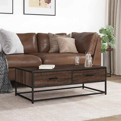 Tavolino Salotto Rovere Marrone 100x50x35cm Multistrato Metallo