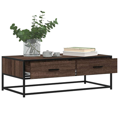 Tavolino Salotto Rovere Marrone 100x50x35cm Multistrato Metallo