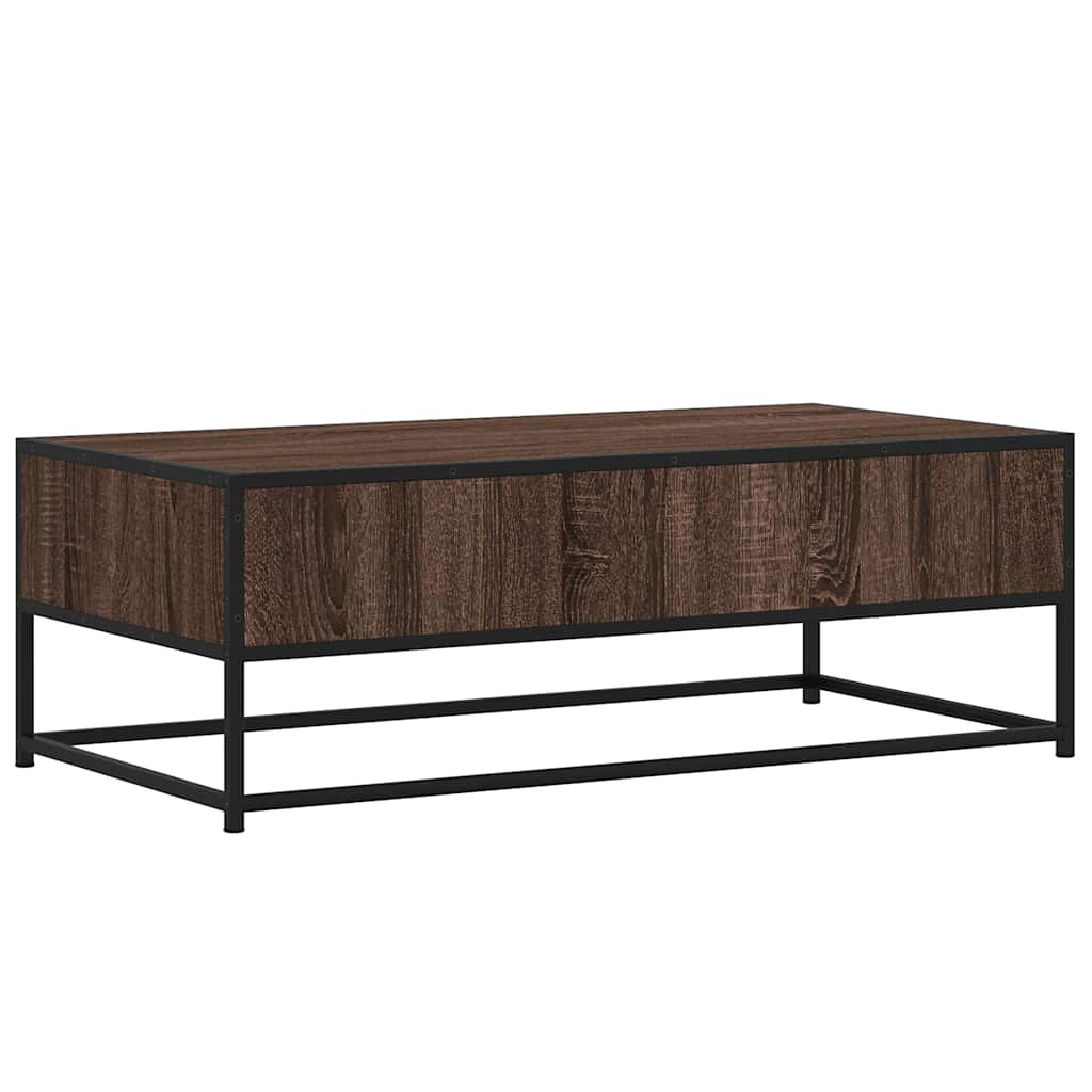 Tavolino Salotto Rovere Marrone 100x50x35cm Multistrato Metallo