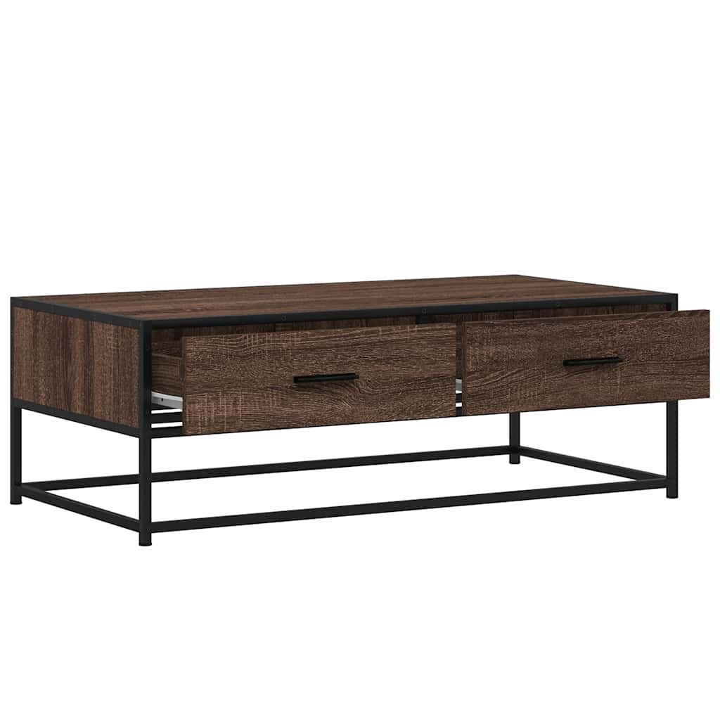 Tavolino Salotto Rovere Marrone 100x50x35cm Multistrato Metallo