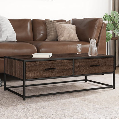 Tavolino Salotto Rovere Marrone 100x50x35cm Multistrato Metallo