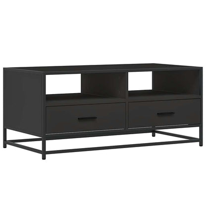 Tavolino Salotto Nero 100x50x45 cm Legno Multistrato e Metallo | homemem39