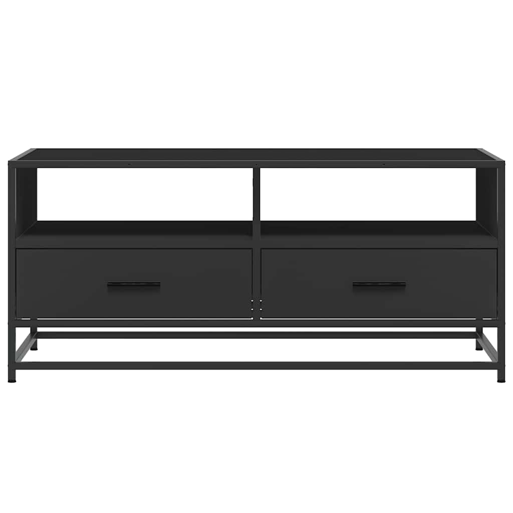 Tavolino Salotto Nero 100x50x45 cm Legno Multistrato e Metallo | homemem39