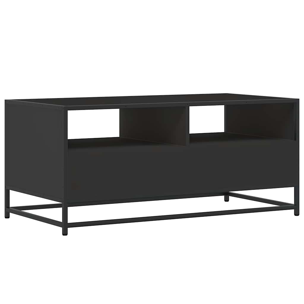 Tavolino Salotto Nero 100x50x45 cm Legno Multistrato e Metallo | homemem39