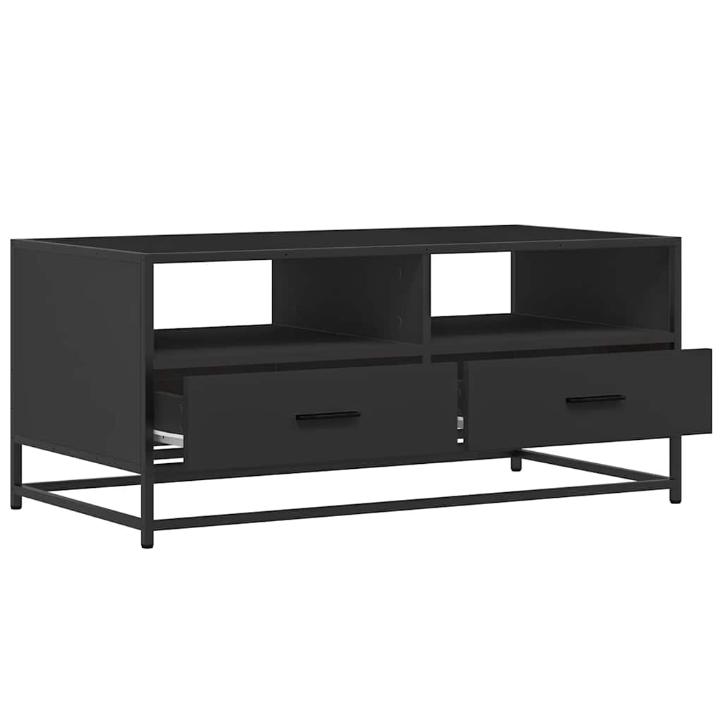 Tavolino Salotto Nero 100x50x45 cm Legno Multistrato e Metallo | homemem39