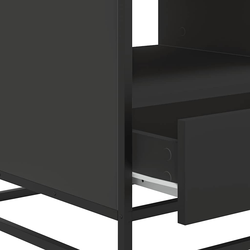 Tavolino Salotto Nero 100x50x45 cm Legno Multistrato e Metallo | homemem39