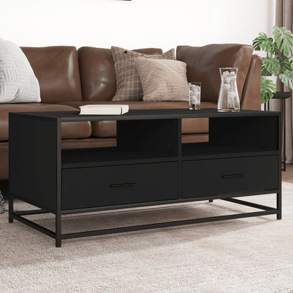 Tavolino Salotto Nero 100x50x45 cm Legno Multistrato e Metallo | homemem39