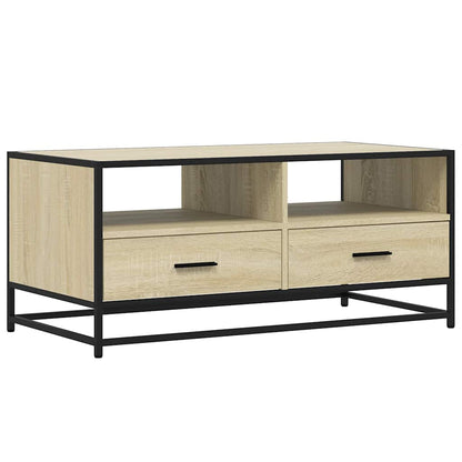 Tavolino Rovere Sonoma 100x50x45 cm Legno Multistrato e Metallo