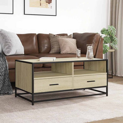 Tavolino Rovere Sonoma 100x50x45 cm Legno Multistrato e Metallo